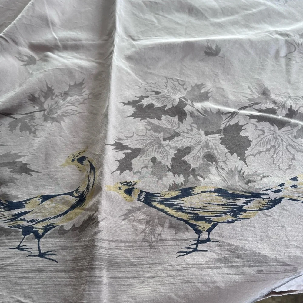 Vintage California hand prints Elegant Gray and Blue Tablecloth